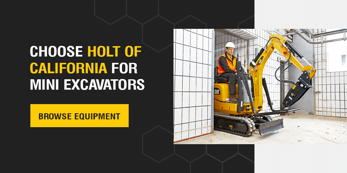 Choose Holt of California for Mini Excavators. Browse Equipment!